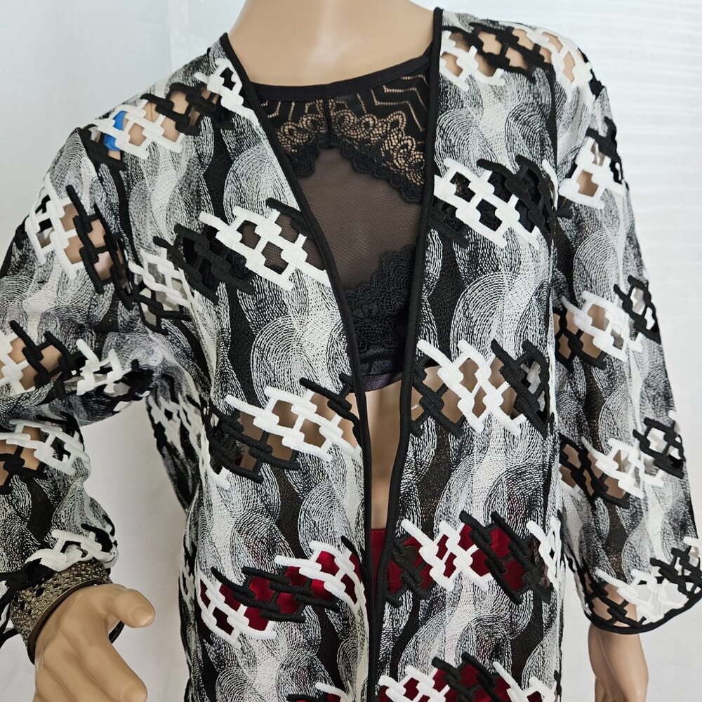 **Alfred Dunner Stylish Open-Front Mesh Cardigan** - image 2